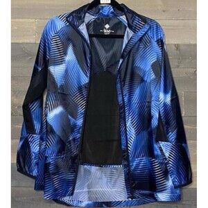 LULAROE Womens Size 1X Rise Determined WORKOUT Blue Black Jacket Full Zip NWOT